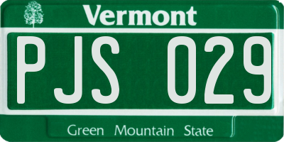 VT license plate PJS029