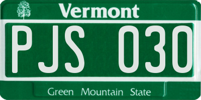 VT license plate PJS030