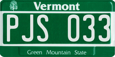 VT license plate PJS033