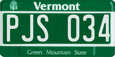VT license plate PJS034