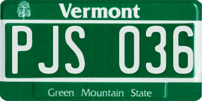 VT license plate PJS036