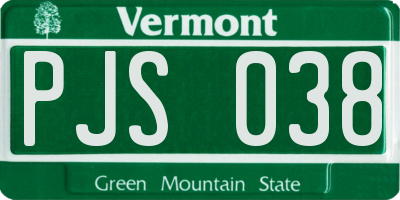 VT license plate PJS038