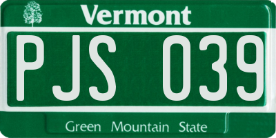 VT license plate PJS039