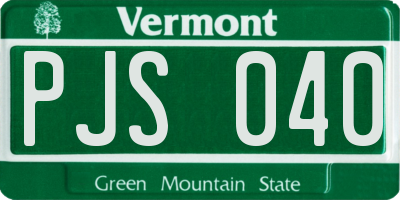 VT license plate PJS040