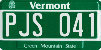 VT license plate PJS041