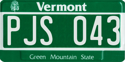 VT license plate PJS043