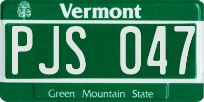VT license plate PJS047
