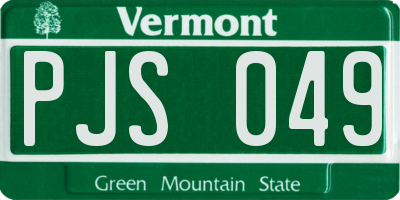 VT license plate PJS049