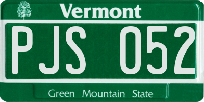 VT license plate PJS052