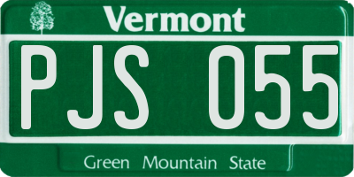 VT license plate PJS055