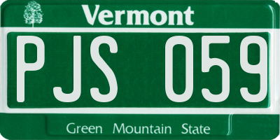 VT license plate PJS059