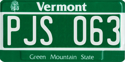 VT license plate PJS063
