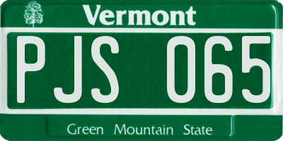 VT license plate PJS065