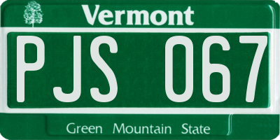 VT license plate PJS067