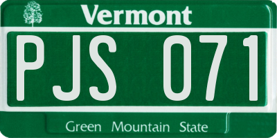 VT license plate PJS071