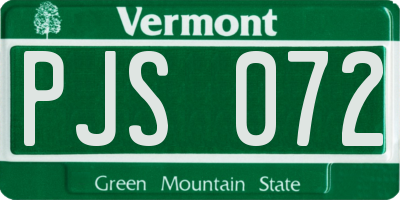 VT license plate PJS072