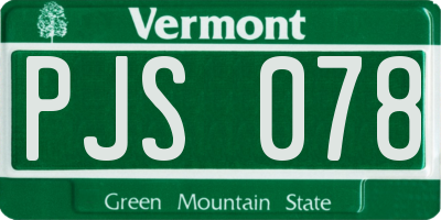 VT license plate PJS078