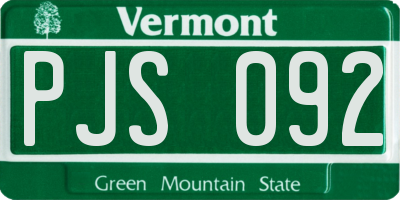 VT license plate PJS092