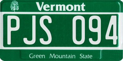 VT license plate PJS094