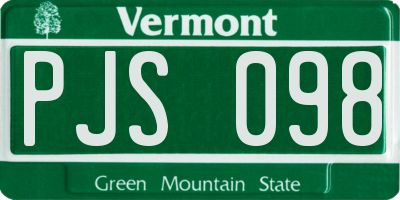VT license plate PJS098