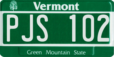 VT license plate PJS102