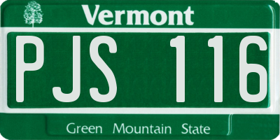 VT license plate PJS116