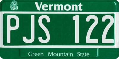 VT license plate PJS122