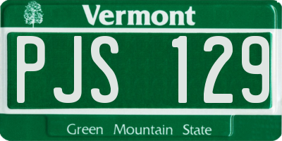 VT license plate PJS129