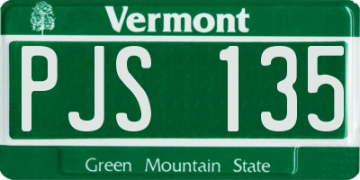 VT license plate PJS135