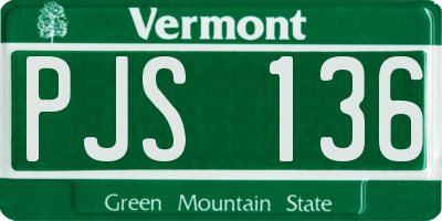 VT license plate PJS136