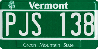 VT license plate PJS138