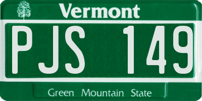 VT license plate PJS149