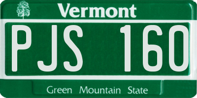 VT license plate PJS160