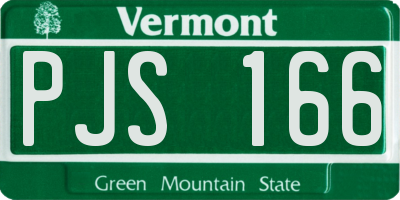 VT license plate PJS166
