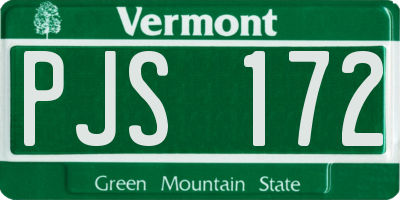 VT license plate PJS172