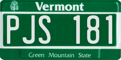 VT license plate PJS181