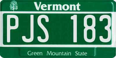 VT license plate PJS183