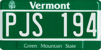 VT license plate PJS194
