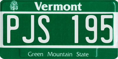 VT license plate PJS195