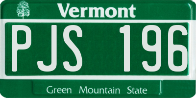 VT license plate PJS196