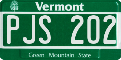 VT license plate PJS202