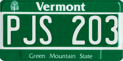 VT license plate PJS203