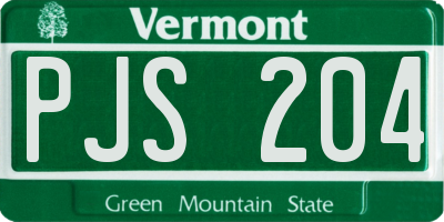 VT license plate PJS204