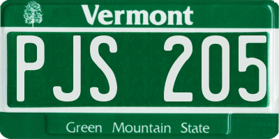 VT license plate PJS205