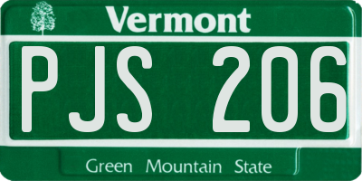 VT license plate PJS206