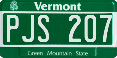 VT license plate PJS207