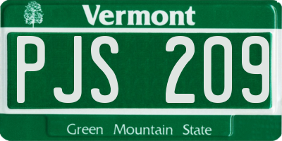 VT license plate PJS209