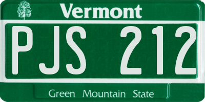 VT license plate PJS212