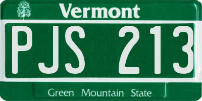 VT license plate PJS213