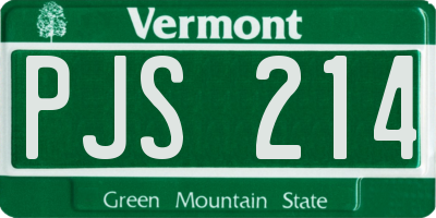 VT license plate PJS214